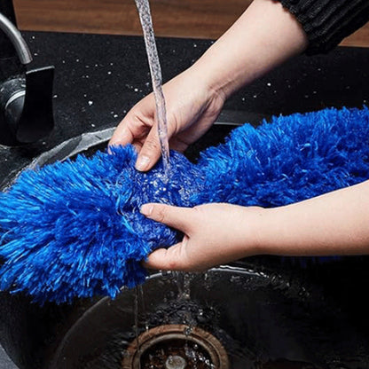 Extendable Ceiling Cleaning Duster Spider Web Microfiber Cleaner Brush Blue