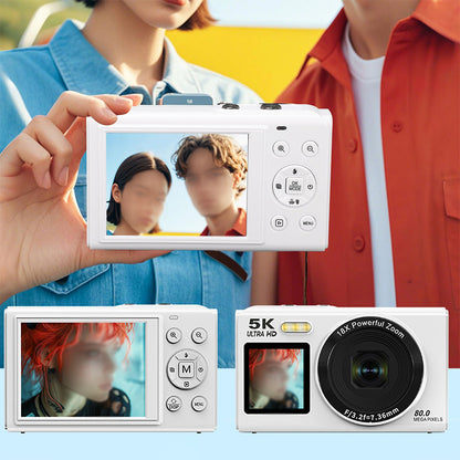 5K HD Dual Screen Selfie Digital Camera 80MP Photography Camera - White