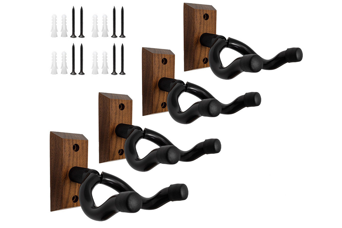 4Pcs Black Walnut U Shaped Wall Hanger for Guitar Banjo Bass
