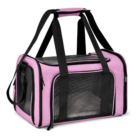 Foldable Travel  Pet Carrier Bag Portable Cat Dog Kennel Bag Pink