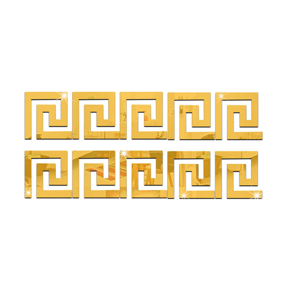 10Pcs DIY Mirror Stickers Removable Adhesive Wall Stickers-Gold