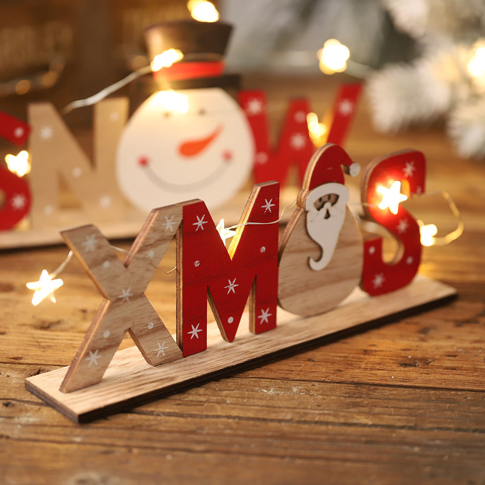 3Pcs Wooden Christmas Decoration Ornaments Xmas Mantel Decor Table Top Ornaments