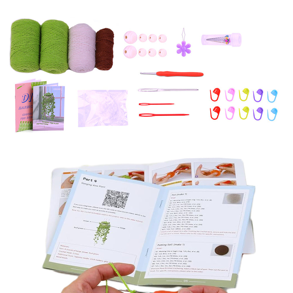 Knitting Kit for Beginners Hanging Potted Plants Needlework Starter Kit Style 3