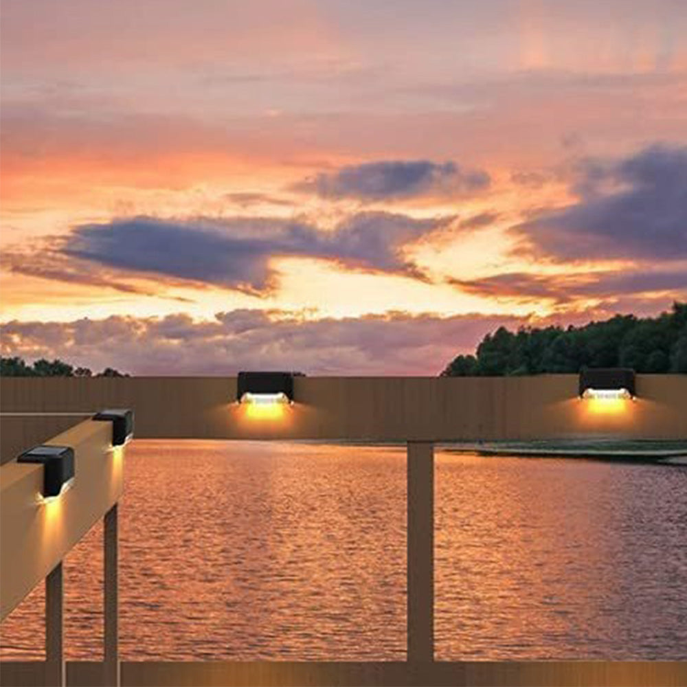 4Pcs LED Solar Fence and Step Lights -Warm Light