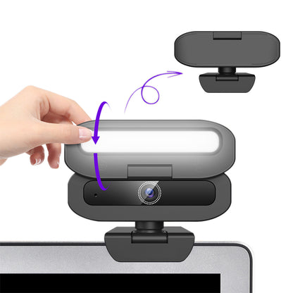 4K Webcam with Built In Mic Fill Light and Privacy Cover Auto Focus for Streaming Video Calls