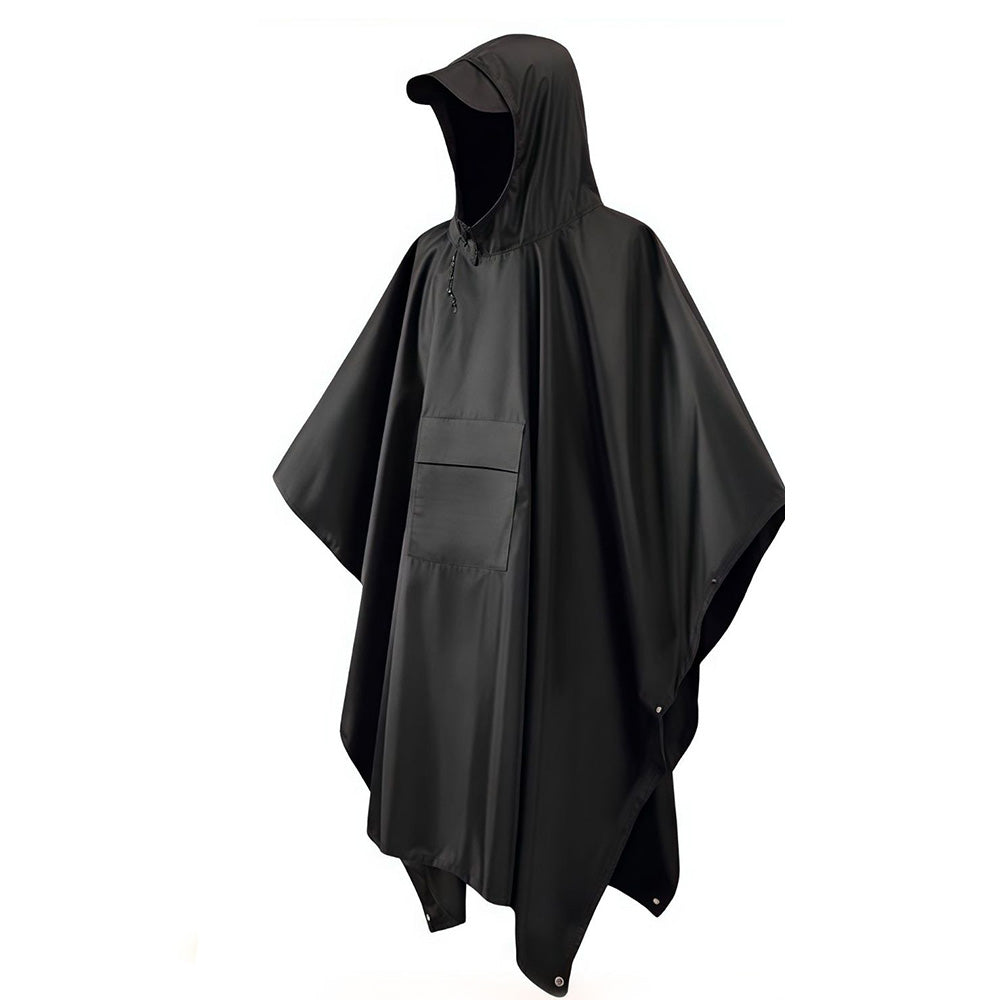3 in 1 Portable Rain Poncho Waterproof Lightweight Emergency Raincoat with Pocket-Black