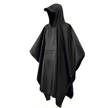 3 in 1 Portable Rain Poncho Waterproof Lightweight Emergency Raincoat with Pocket-Black