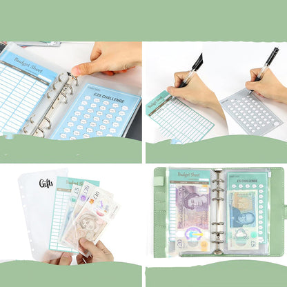 2-in-1 A6 Budget Binder Set Money Saving Challenge Tracker for Budget Plan Grey