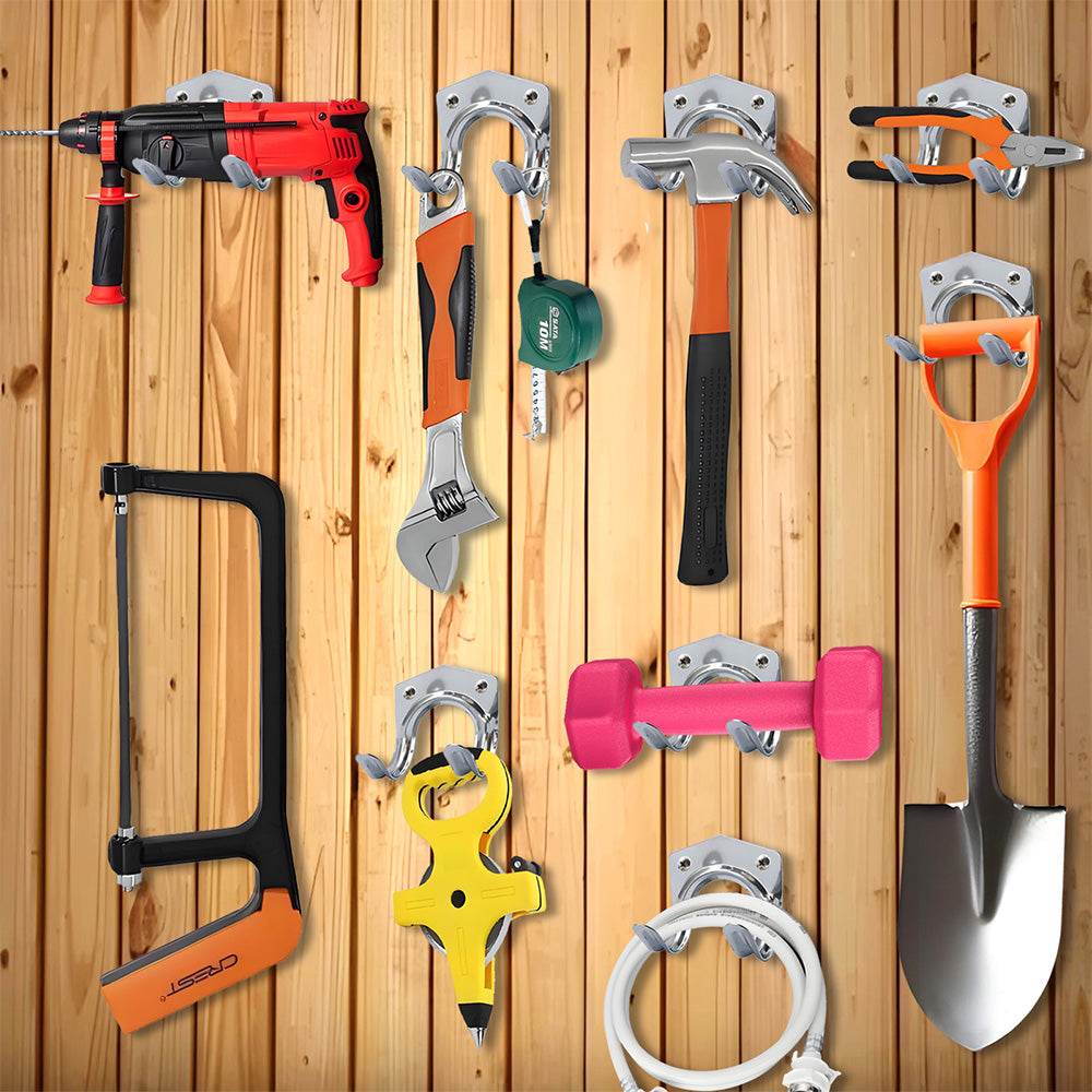 4Pcs Tool Hanger Hooks with Screws Wall Mounted Garage Hooks Tool Organizer for Home Garden