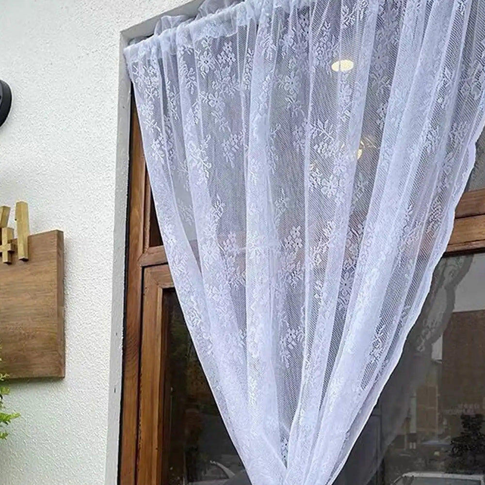 Vintage Lace Sheer Curtains with Flower & Branch Design Voile Curtains for Living Room & Garden