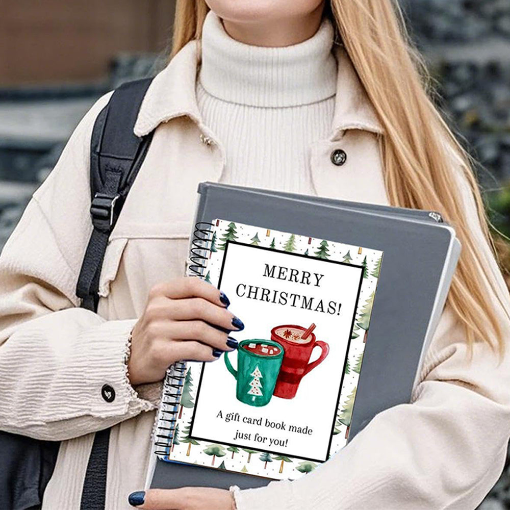 38 Sheets Christmas Gift Card Book Coil Bound Card Holder - Red and Green