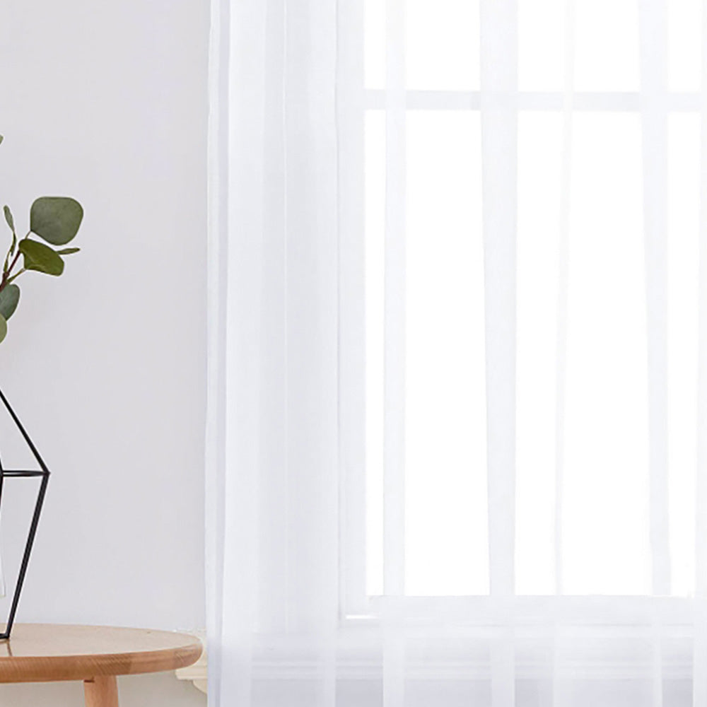 2-Panel 210x134cm Voile Curtain Window Drape Sheer Curtain with Rod-Holes White