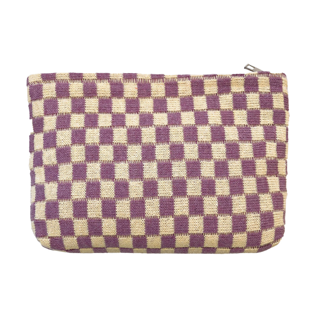 2Pcs Checkered Makeup Bags Travel Toiletry Bag Organizer Makeup Storage Bags Purple