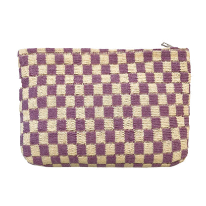 2Pcs Checkered Makeup Bags Travel Toiletry Bag Organizer Makeup Storage Bags Purple