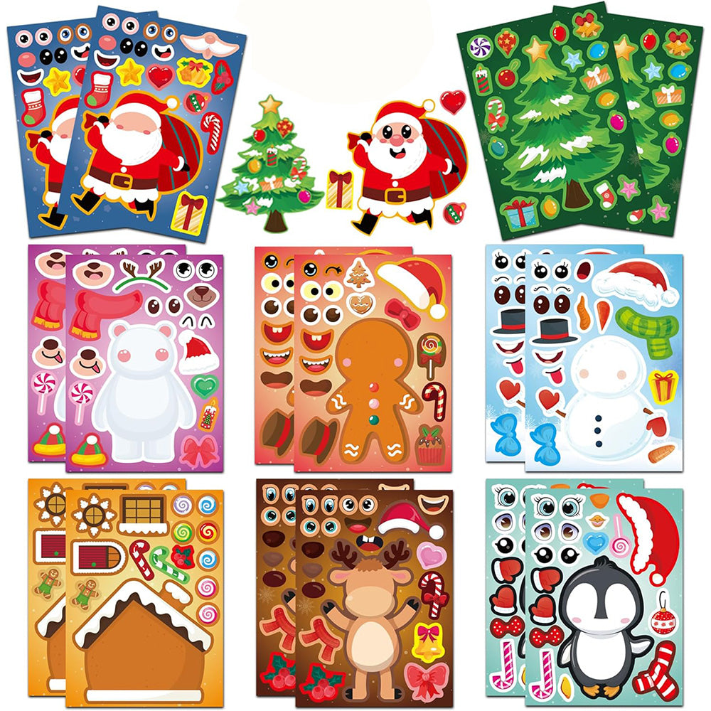 16Pcs Kids Christmas Stickers ¨C DIY Stocking Stuffers Crafts and Christmas Decorations