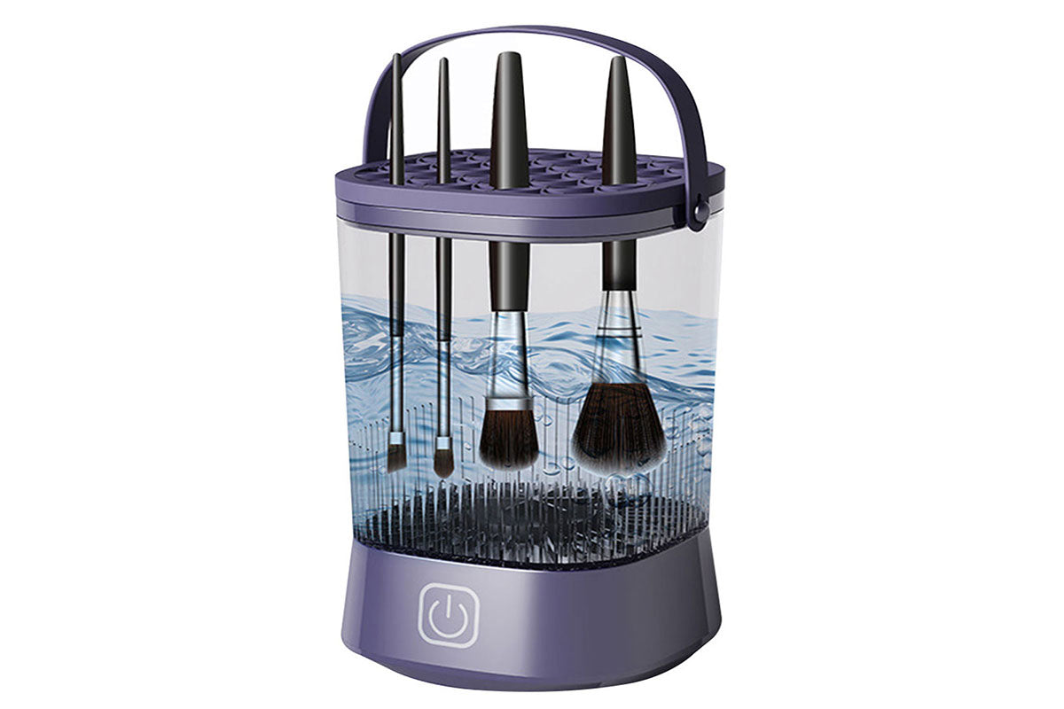 Water-Resistant Electric Makeup Brush Cleaner Automatic Brush Cleaner Dryer Tool-Purple