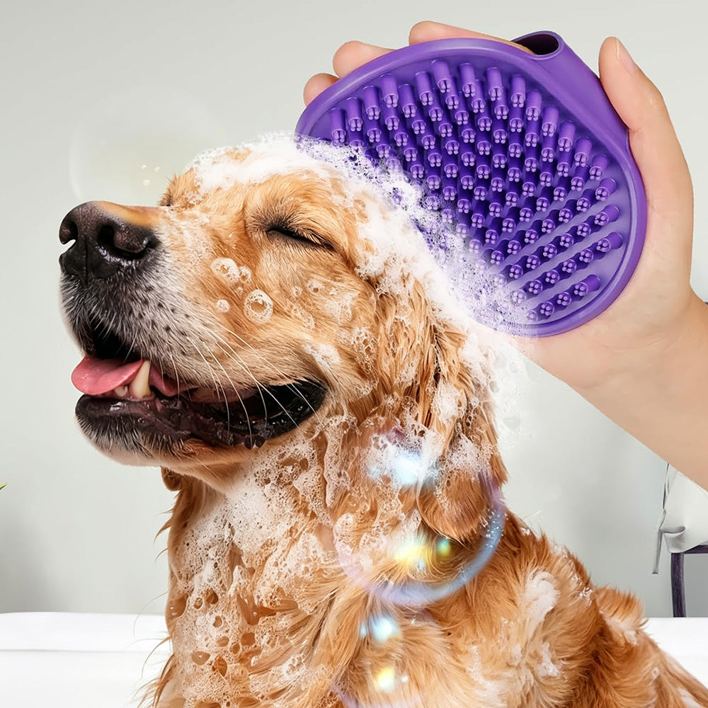 2 Pack Pet Grooming Brush Set Deshedding Double Sided Comb Massage Brush for Cats Dogs Horses-Purple