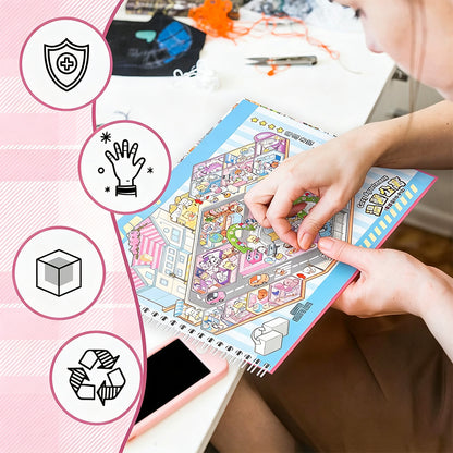 3D Reusable Sticker Scene Book with 10 Themes  - Pink