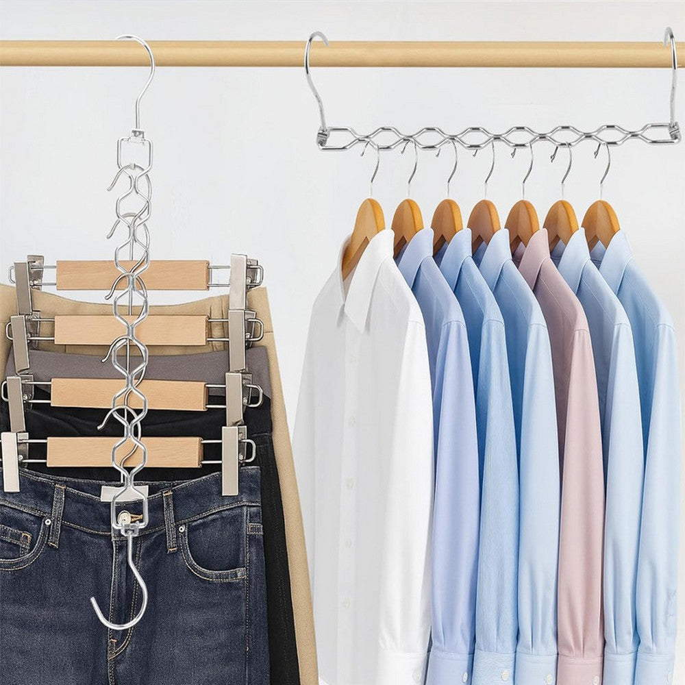 5Pcs Space Saving Hangers for Clothes Sturdy Metal Shirt Hanger Organizer