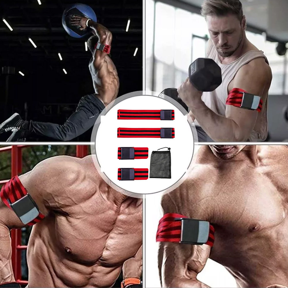 BFR Bundle Booty Resistance Bands Blood Flow Restriction Straps for Glute and Hip Exercising Fitness Red
