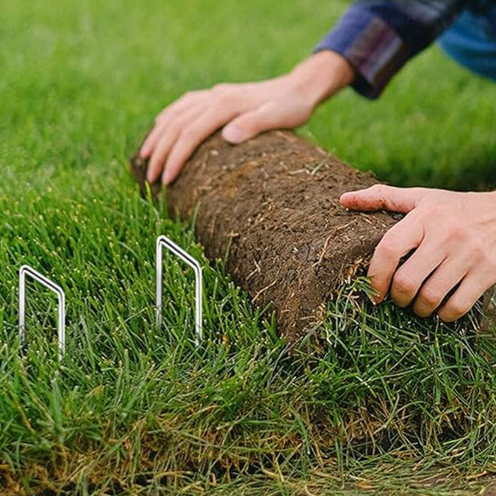 50Pcs 15cm Galvanized U Shaped Stakes for Weed Barrier and Landscape Fabric-2.5mm