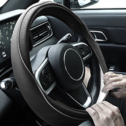 Breathable Microfiber Leather Steering Wheel Cover-Black