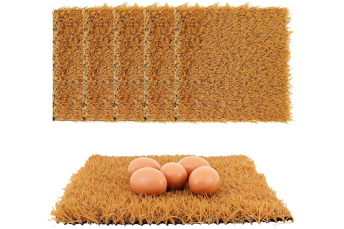 6Pcs Chicken Nesting Pads Artificial Grass Rug Carpet Washable Chicken Coop Bedding