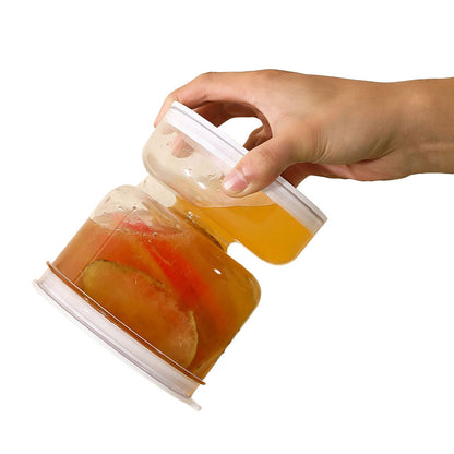 Pickles Jar with Strainer Flip Dry and Wet Dispenser Hourglass Jar with Airtight Lids and Forks