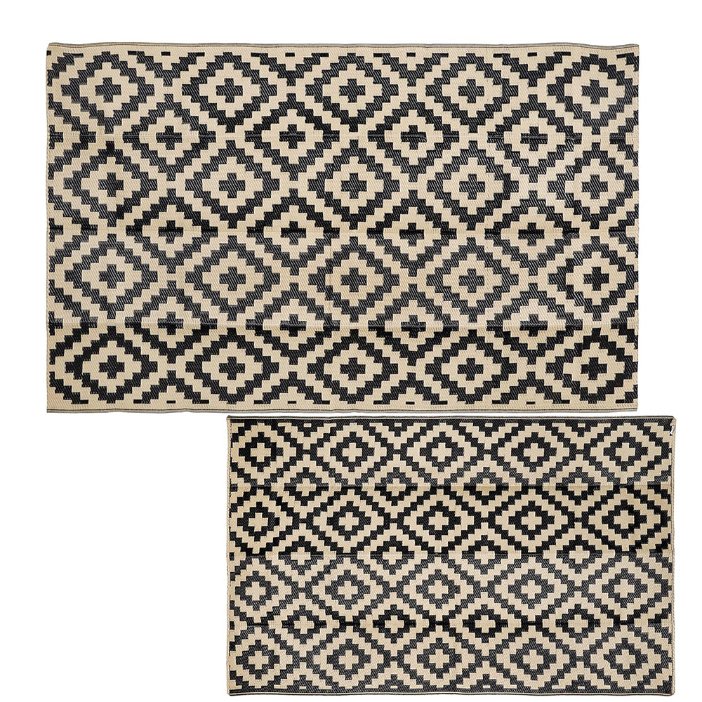 Camping Mat Outdoor Woven Mat Waterproof Reversible Picnic Rug for Beach Tent-Beige