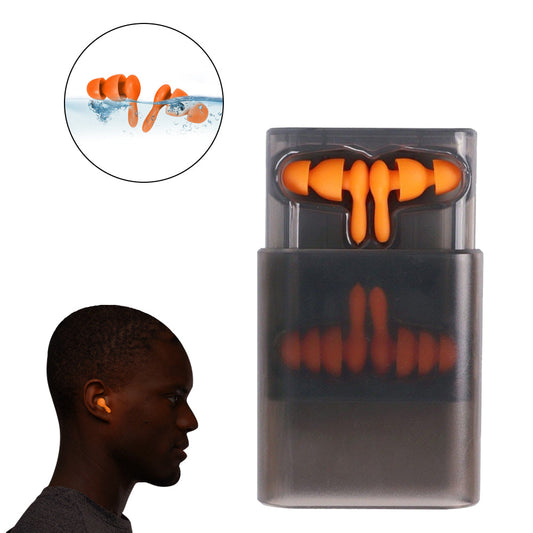Set of 2 Pairs of Silicone Noise Reduction Earplugs Swimming Sleeping Hearing Protection Earplug Orange