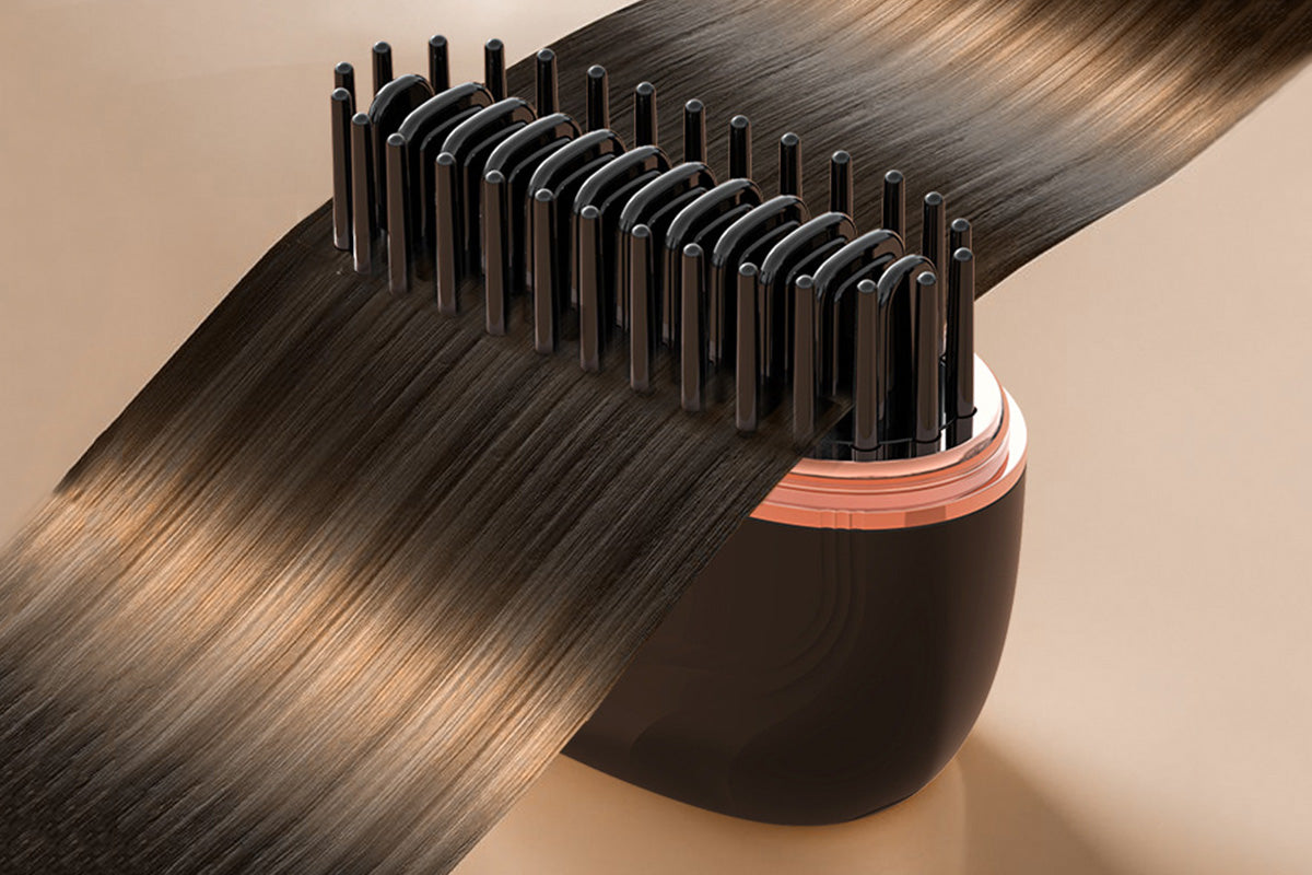 Rechargeable Wireless Mini Hair Straightener Comb - Black