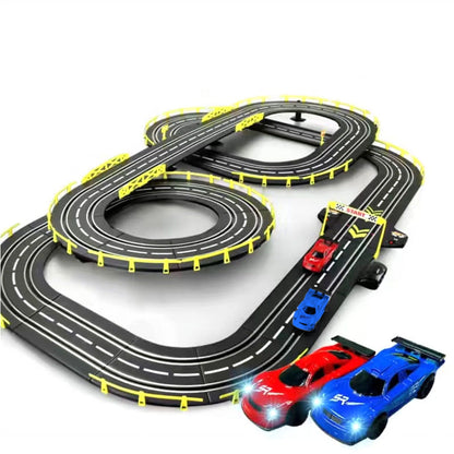 Electronic Slot Car Race Track Set with 2 High-Speed RC Cars Toy Gift for Kids