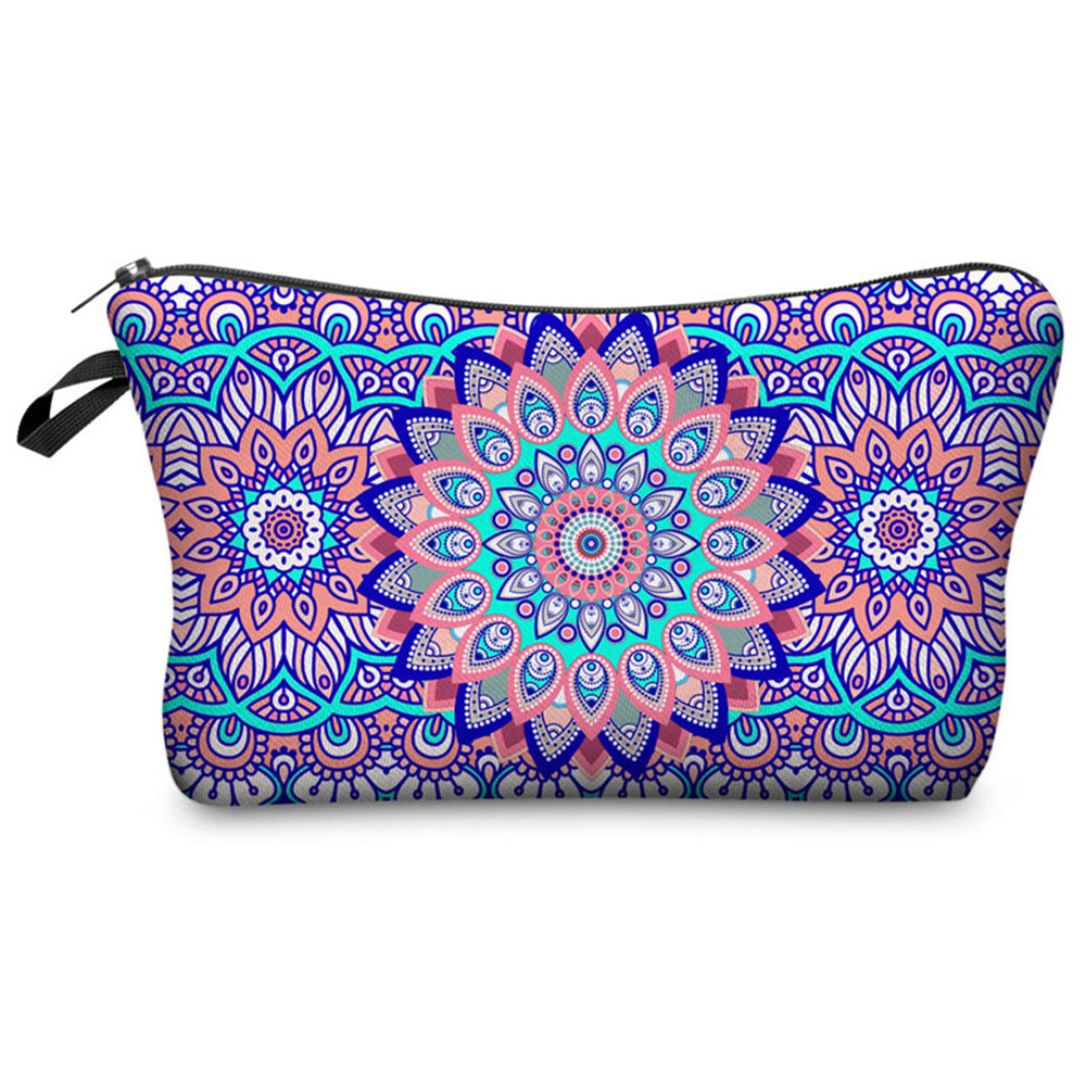 Mandala Printed Cosmetic Bag Makeup Bag-Purple