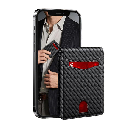 Men’s Slim RFID Shielding Microfiber Wallet Card Holder with Money Clip