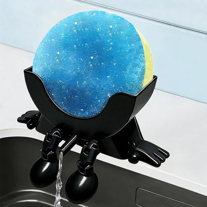 2Pcs Smiley Face Sponge Holder Sink Drain Rack for Sink Edge-black