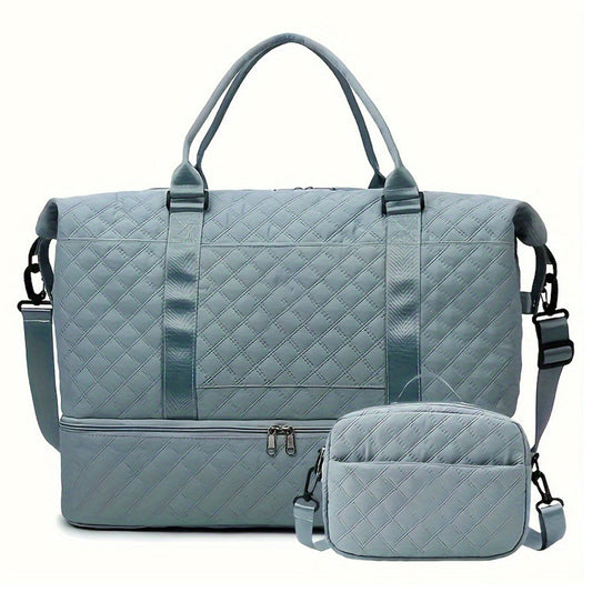 2Pcs Travel Bag Set Duffel Bag with Toiletry Bag Turquoise