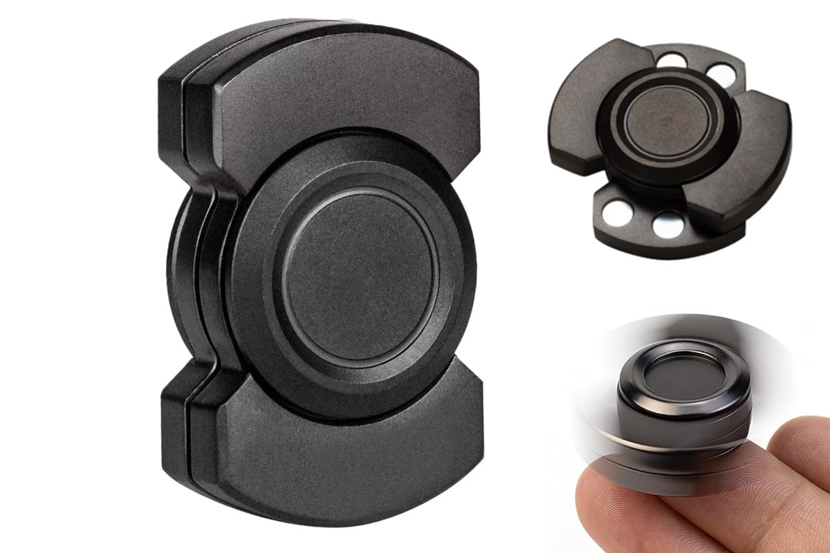 3-in-1 Fidget Spinner Slider and Clicker Stress Relief Toy for Little Ones and Adults-Black