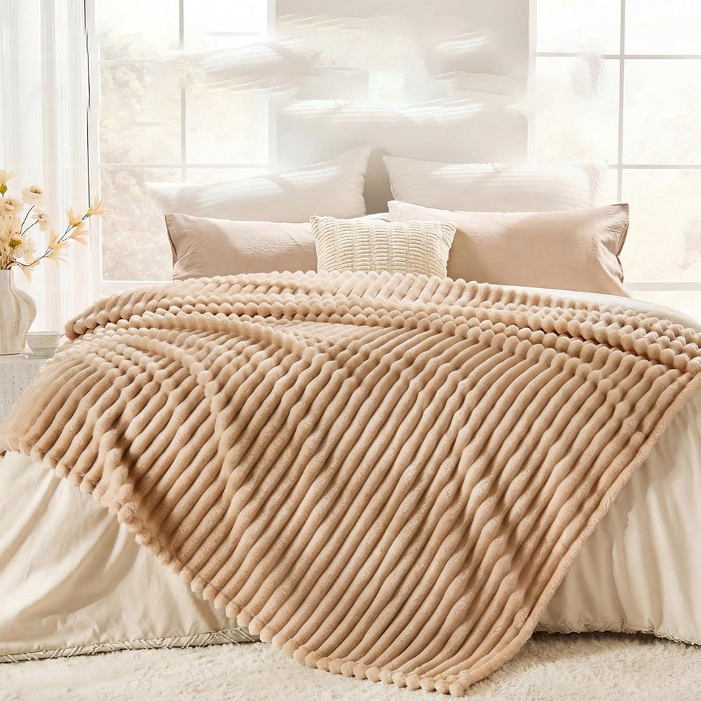 Throw Blanket for Couch Sofa Soft Fleece Throw Blankets Room Home Decor-Khaki
