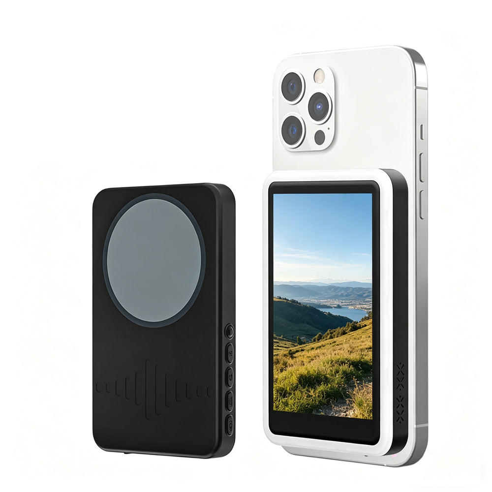 Wireless Selfie Monitor Screen for iPhone 4K 60fps Recording Back Camera-Black