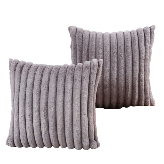 Soft Cozy Square Spring Striped Decorative Throw Pillow Covers-Grey