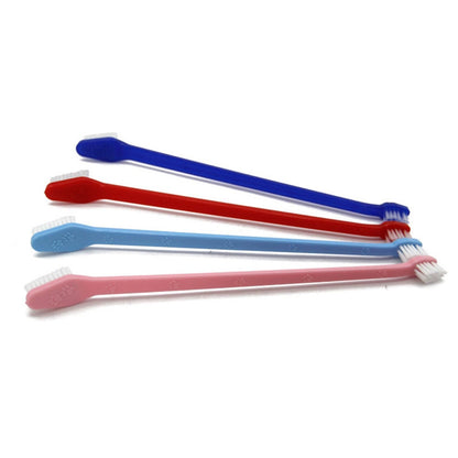 10 Pcs Pet Toothbrush Dual-End Long Handle for Dogs Cats