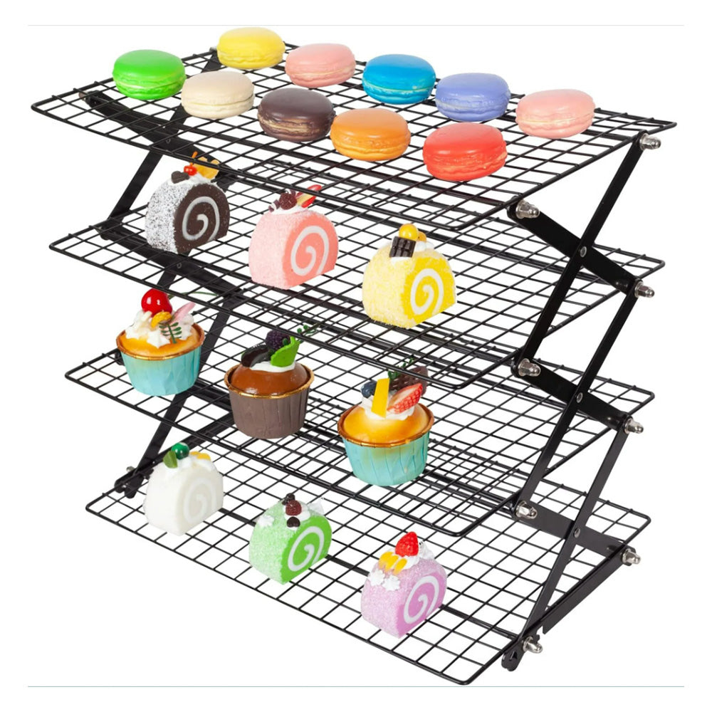 4 Tier Foldable Cooling Rack Stackable Wire Rack for Baking and Cooking