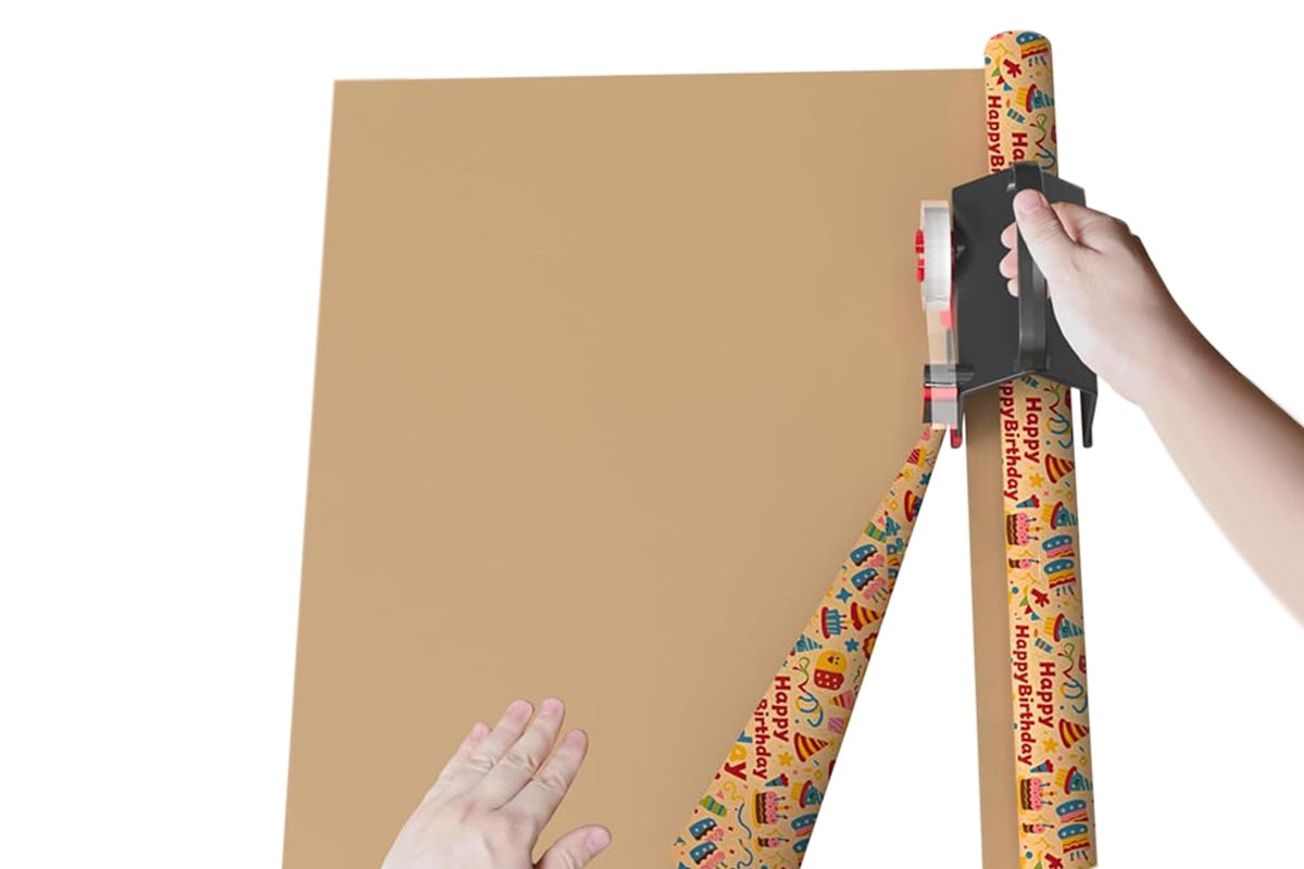 2-Pack Wrapping Paper Cutter and Tape Dispenser Dual-Use for Holiday Gift Wrap