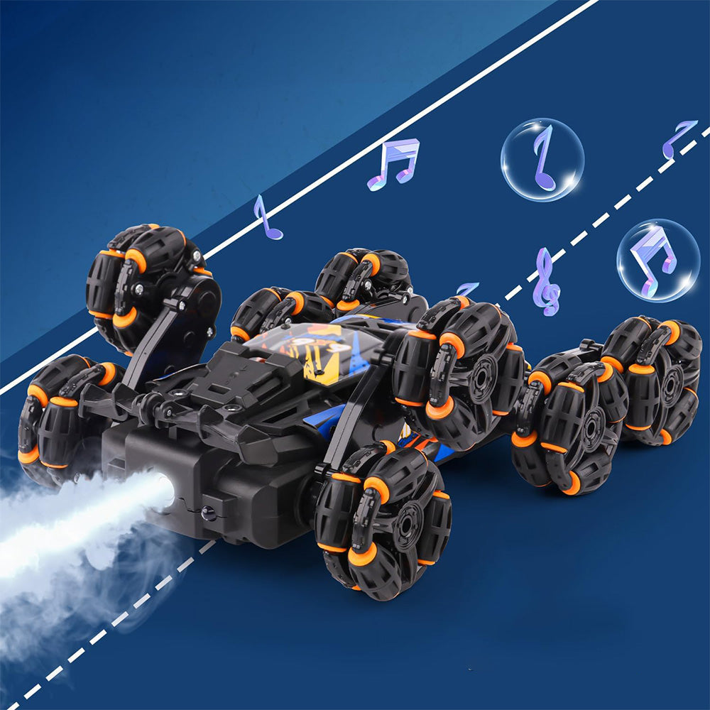 Dual Remote Control 6-Wheel Stunt Car Watch Gesture Controlled 2.4Ghz RC Spray Car Toy Orange