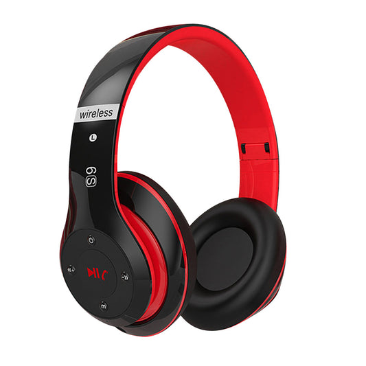 Wireless Bluetooth Headphones Foldable Over Ear Stereo Headsets with Built-in Mic Red