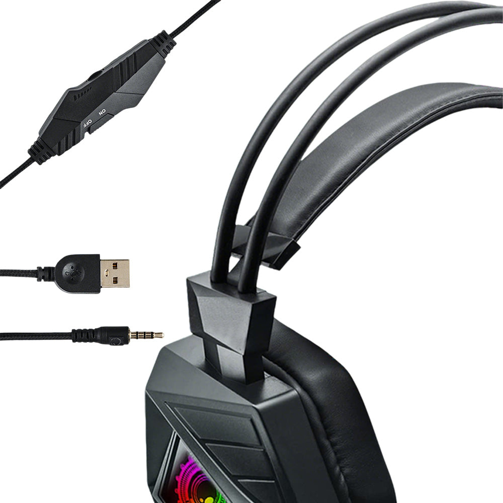 Wired RGB Gaming Headset with Microphone 3.5mm USB for PC PS5 Xbox