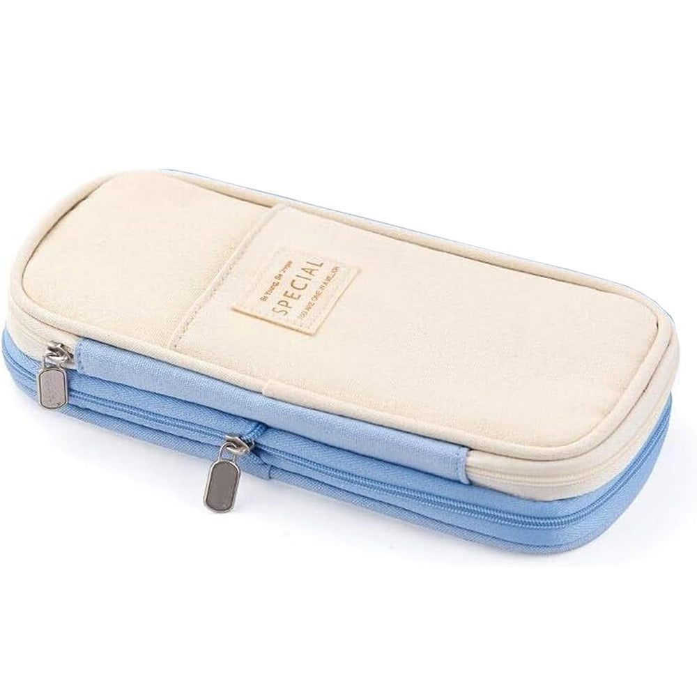 Expandable Zipper Pencil Case-Blue