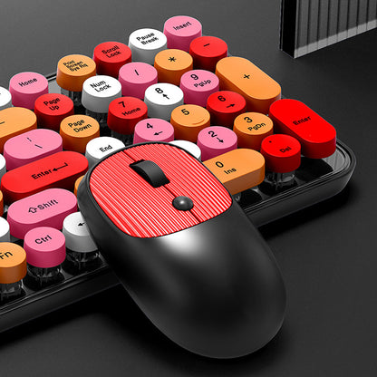 2.4GHz Wireless Keyboard And Mouse Combo With Round Key Caps-Pink