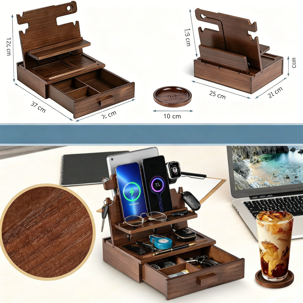 Phone Charging Station and Nightstand Organizer