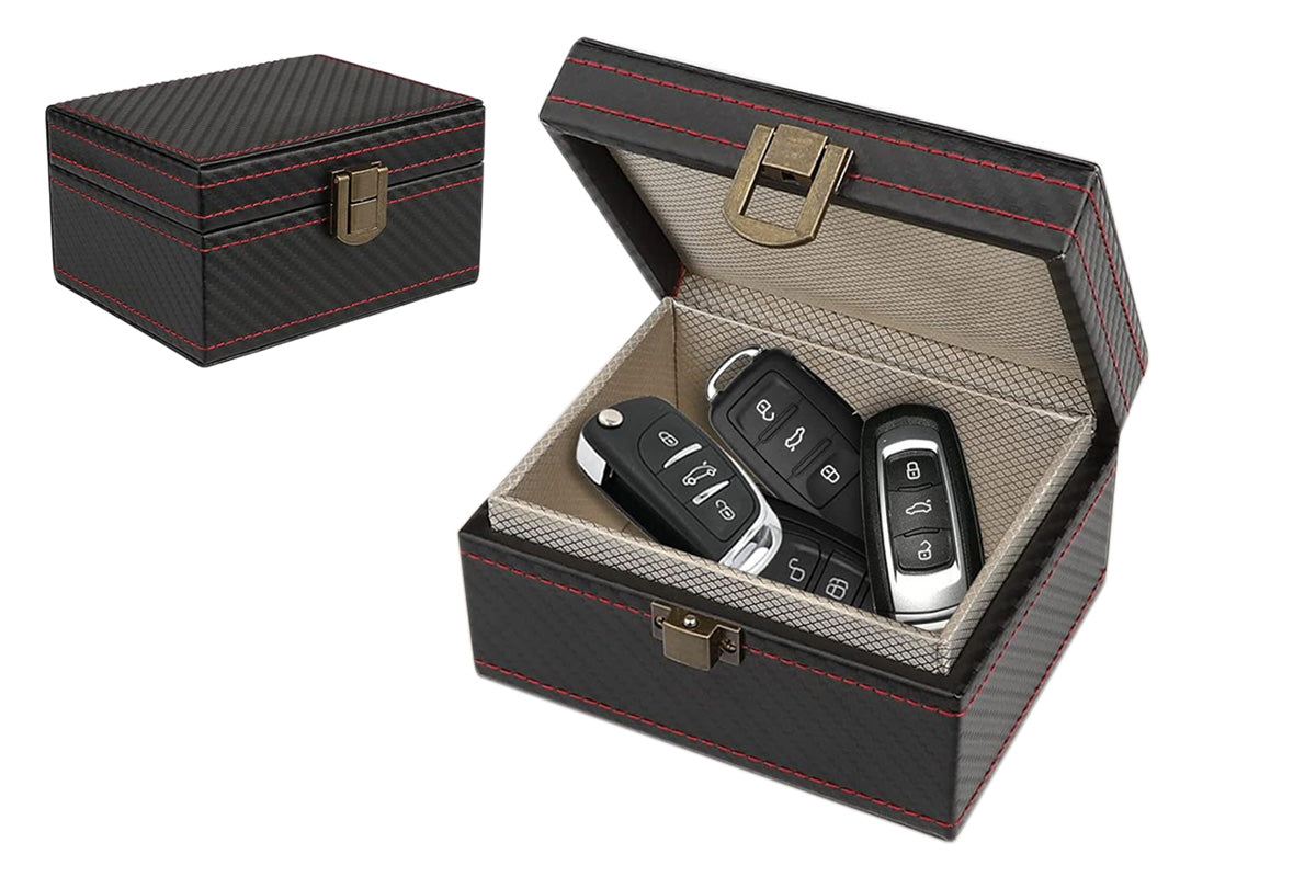 Key Fob Protector with Two Car Key Bags Anti Theft RFID Box